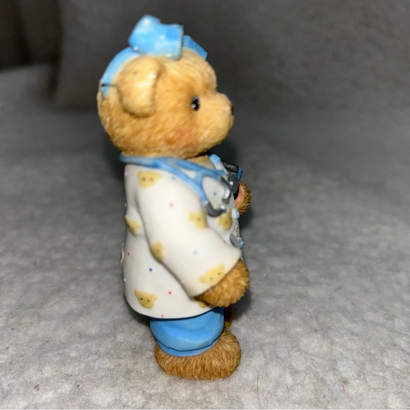 Cherished Teddies 3.5" Helping Others" vtg Enesco 2000 Blue bear ceramic Paula - Picture 6 of 9